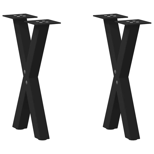 Gambe Tavolino Caffè a X 2 pz Nero 38x(42-43)cm Acciaio - homemem39