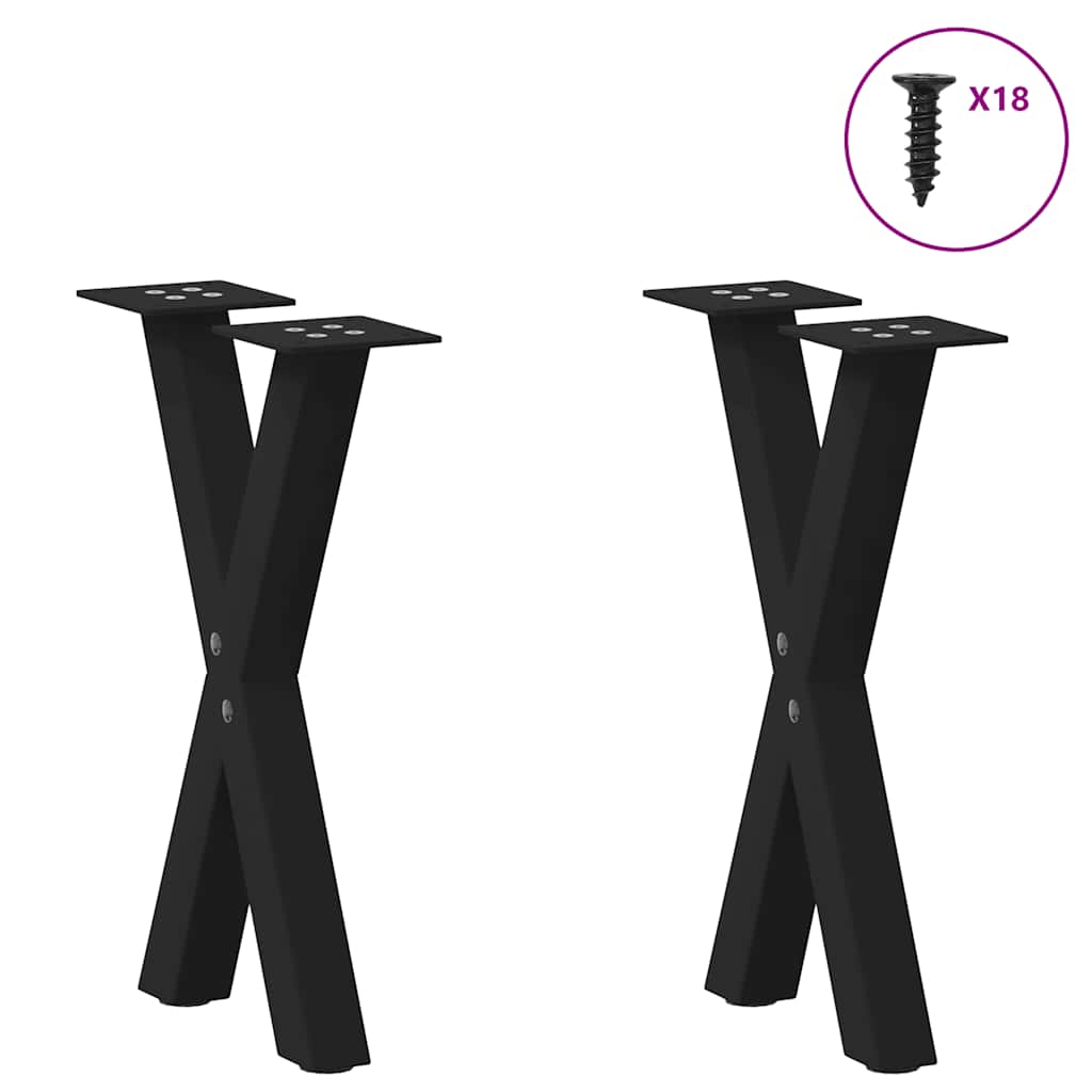 Gambe Tavolino Caffè a X 2 pz Nero 38x(42-43)cm Acciaio - homemem39