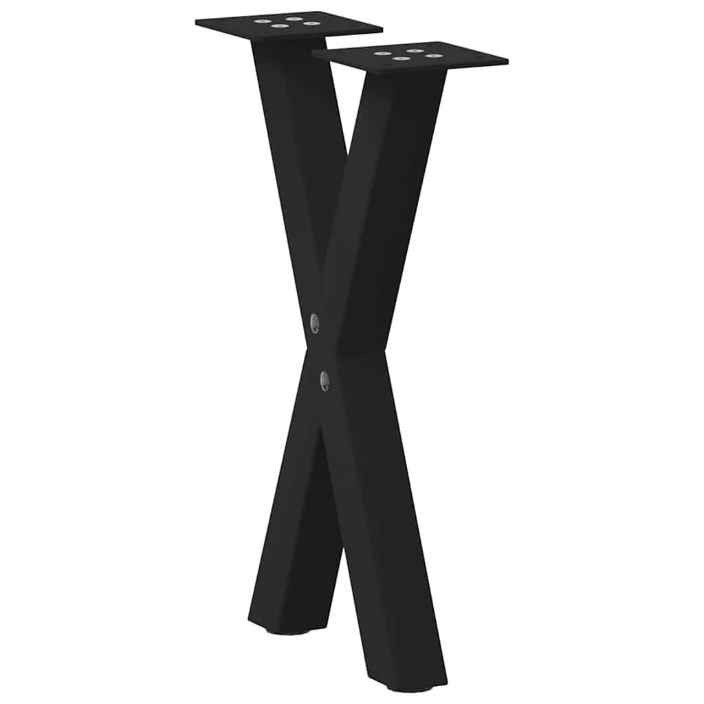 Gambe Tavolino Caffè a X 2 pz Nero 38x(42-43)cm Acciaio - homemem39