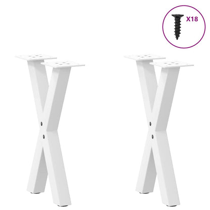 Gambe per Tavolino da Caffè a Forma di X 2 pz Bianche 38x(42-43) cm Acciaio | homemem39
