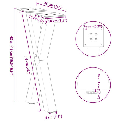 Gambe per Tavolino da Caffè a Forma di X 2 pz Bianche 38x(42-43) cm Acciaio | homemem39