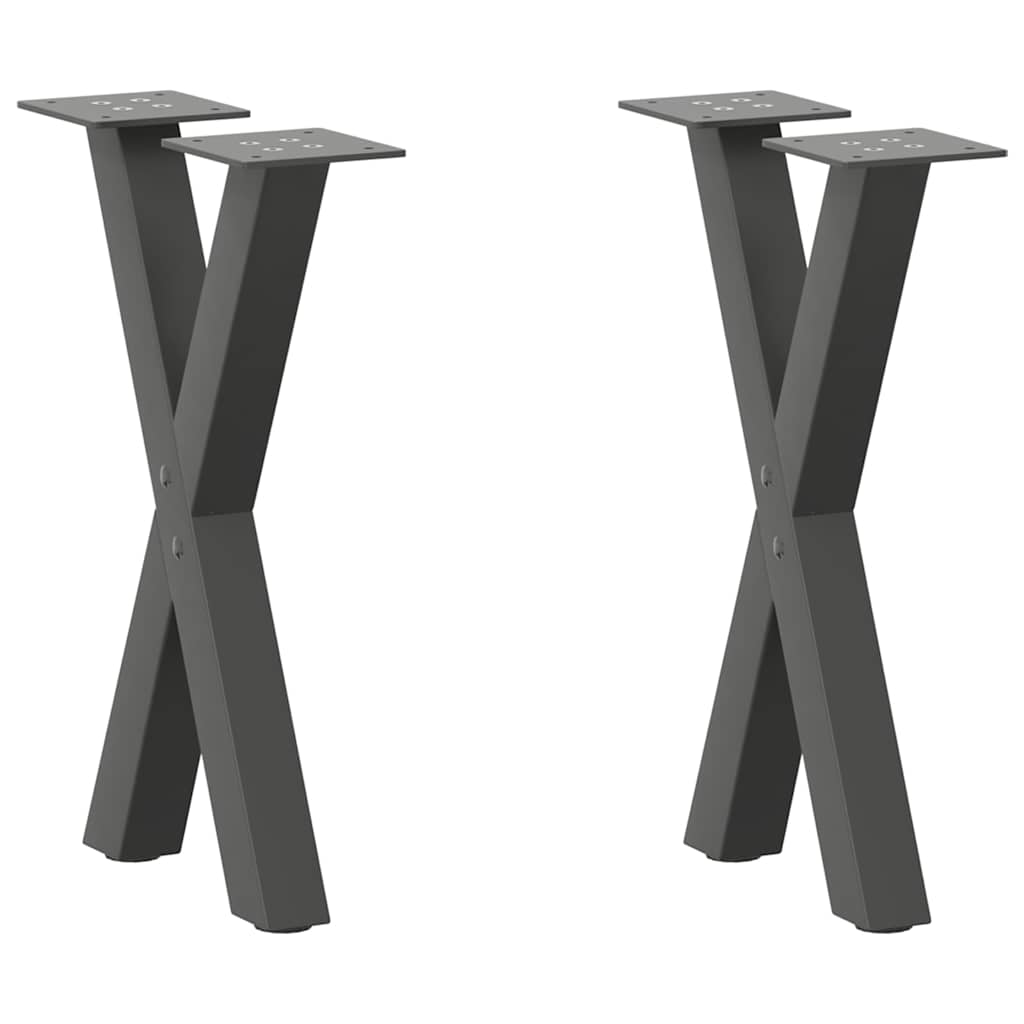 Gambe Tavolino Caffè a X 2 pz Antracite 38x(42-43) cm Acciaio - homemem39