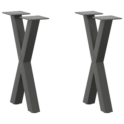 Gambe Tavolino Caffè a X 2 pz Antracite 38x(42-43) cm Acciaio - homemem39