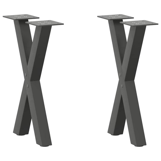 Gambe Tavolino Caffè a X 2 pz Antracite 38x(42-43) cm Acciaio - homemem39