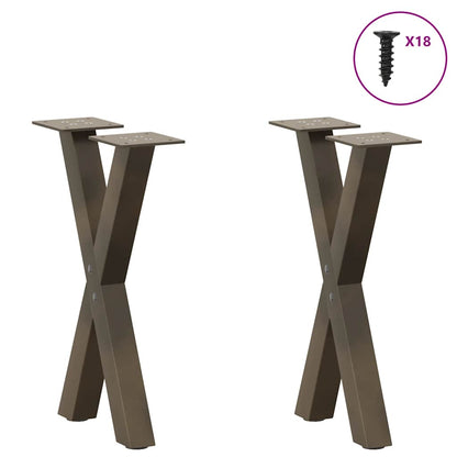 Gambe per Tavolino da Caffè a Forma di X 2 pz Acciaio Naturale 38x(42-43) cm Acciaio | homemem39