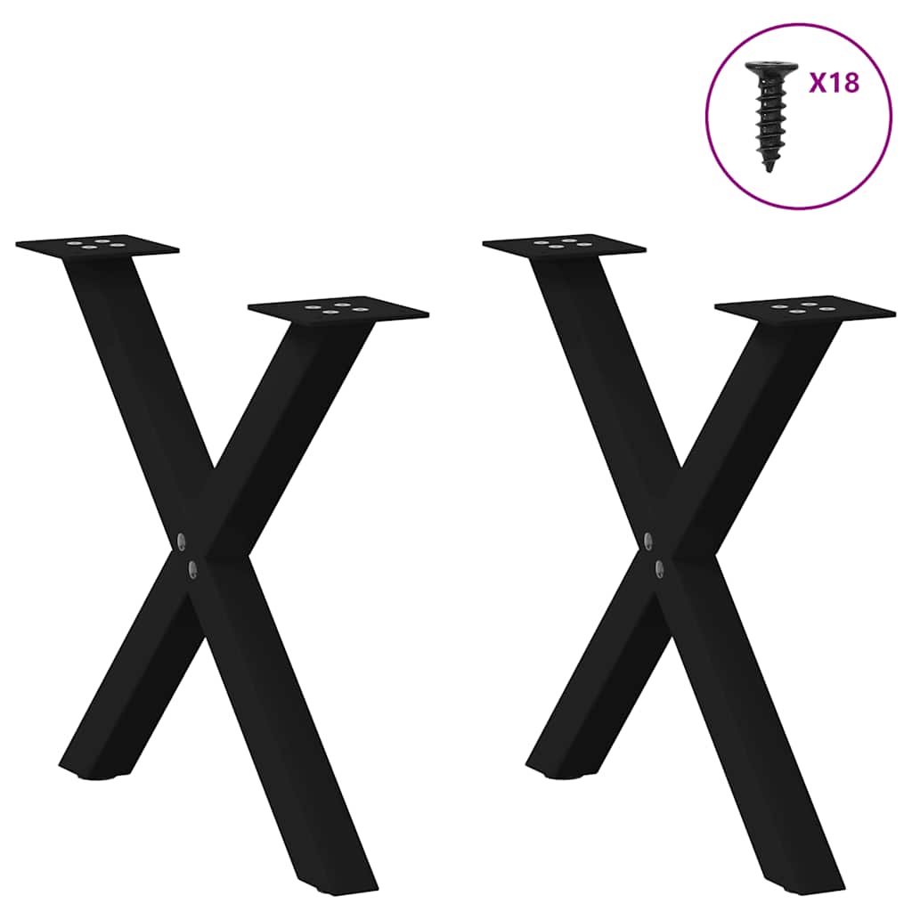 Gambe Tavolino Caffè a X 2 pz Nero 38x(42-43)cm Acciaio - homemem39