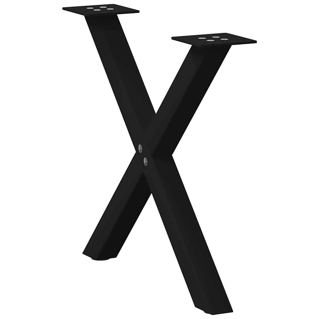 Gambe Tavolino Caffè a X 2 pz Nero 38x(42-43)cm Acciaio - homemem39