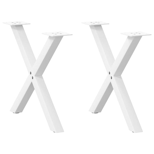 Gambe Tavolino Caffè a X 2 pz Bianco 50x(42-43) cm Acciaio - homemem39