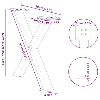 Gambe per Tavolino da Caffè forma X 2 pz Bianche 50x(42-43) cm