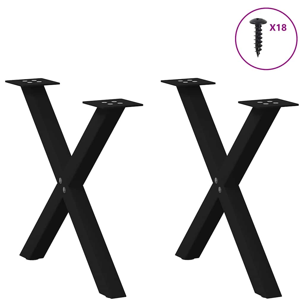 Gambe Tavolino Caffè a X 2 pz Nero 60x(42-43)cm Acciaio - homemem39