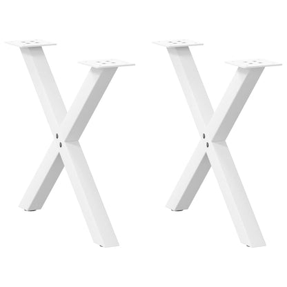 Gambe Tavolino Caffè a X 2 pz Bianco 60x(42-43) cm Acciaio - homemem39