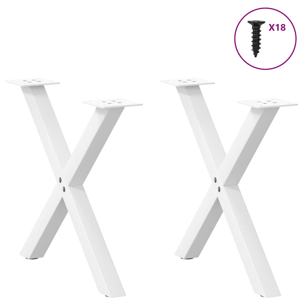 Gambe Tavolino Caffè a X 2 pz Bianco 60x(42-43) cm Acciaio - homemem39