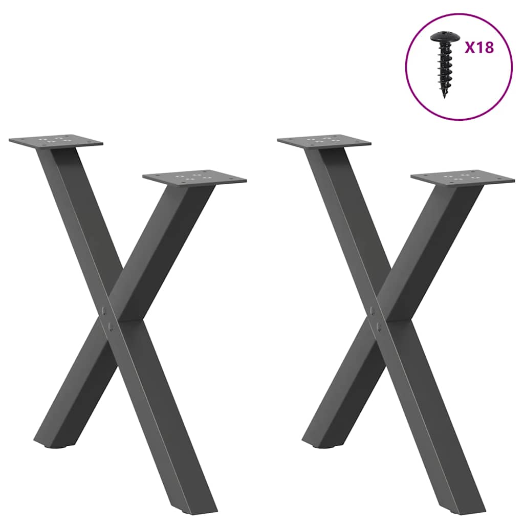 Gambe per Tavolino da Caffè a X 2 pz Antracite 60x(42-43) cm