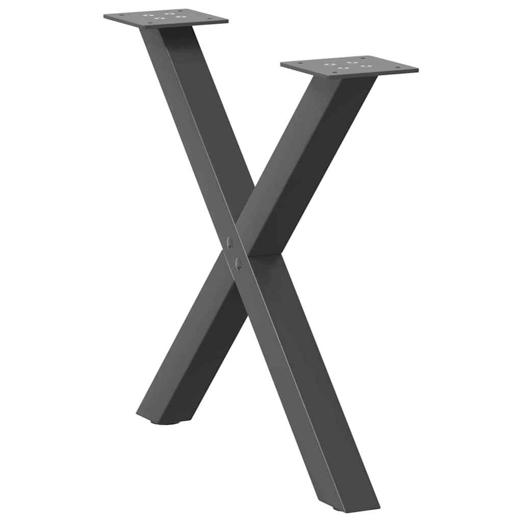 Gambe per Tavolino da Caffè a X 2 pz Antracite 60x(42-43) cm