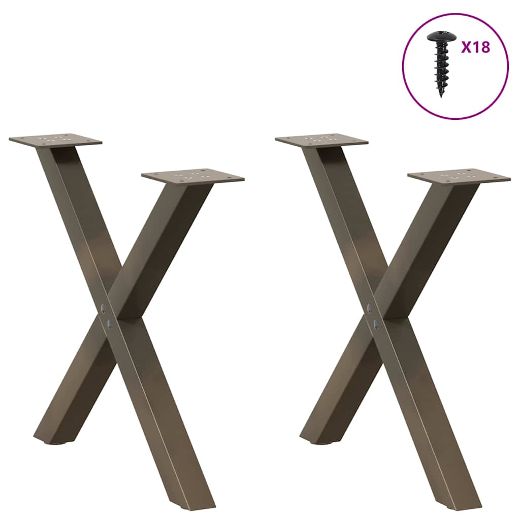 Gambe Tavolino Caffè a X 2 pz Naturale 60x(42-43) cm Acciaio - homemem39
