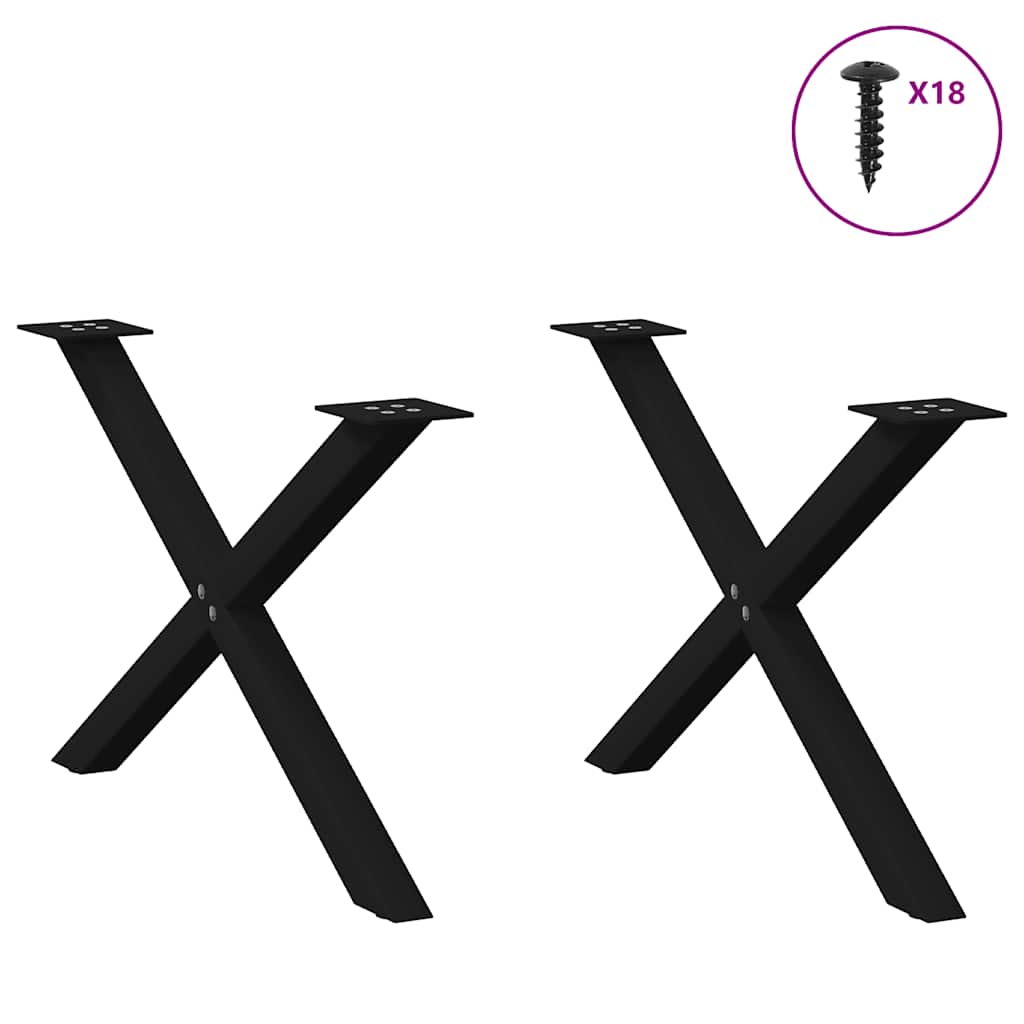 Gambe Tavolo Pranzo a Forma di X 2 pz Nero 70x(42-43)cm Acciaio - homemem39