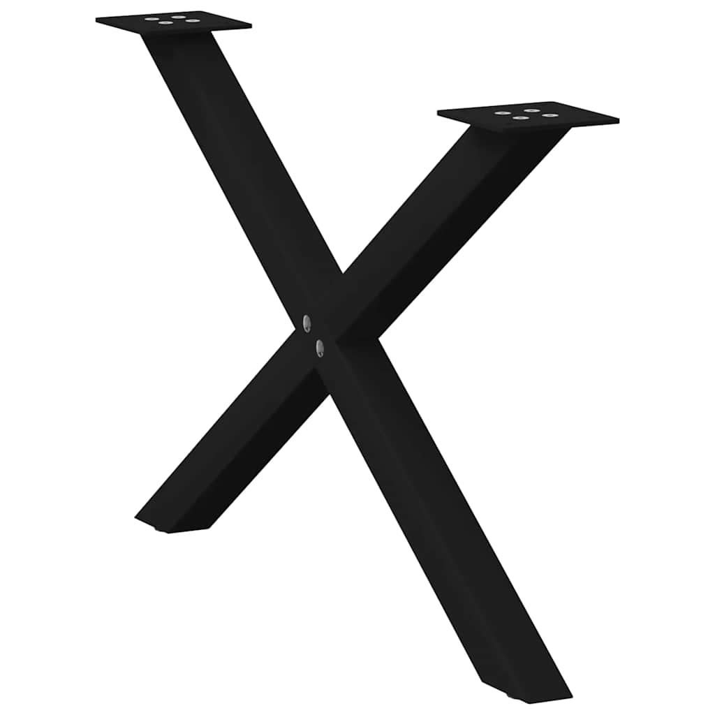 Gambe Tavolo Pranzo a Forma di X 2 pz Nero 70x(42-43)cm Acciaio - homemem39