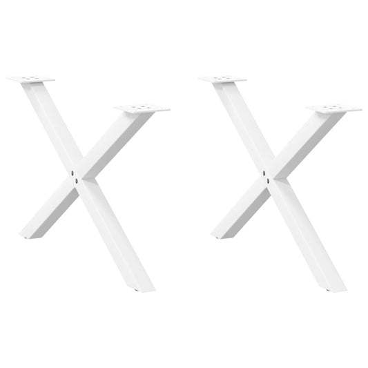 Gambe Tavolino Caffè a X 2 pz Bianco 70x(42-43) cm Acciaio - homemem39