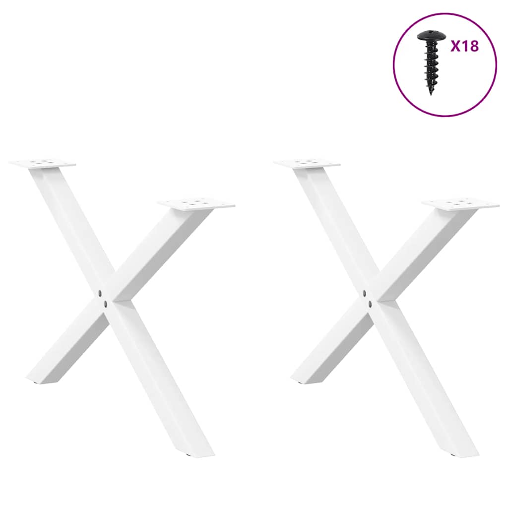 Gambe Tavolino Caffè a X 2 pz Bianco 70x(42-43) cm Acciaio - homemem39