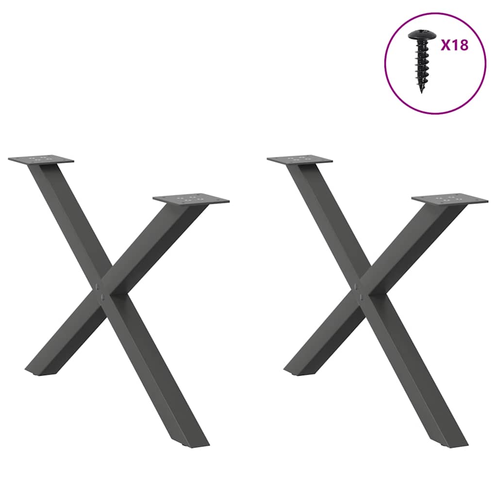 Gambe Tavolino Caffè a X 2 pz Antracite 70x(42-43) cm Acciaio - homemem39