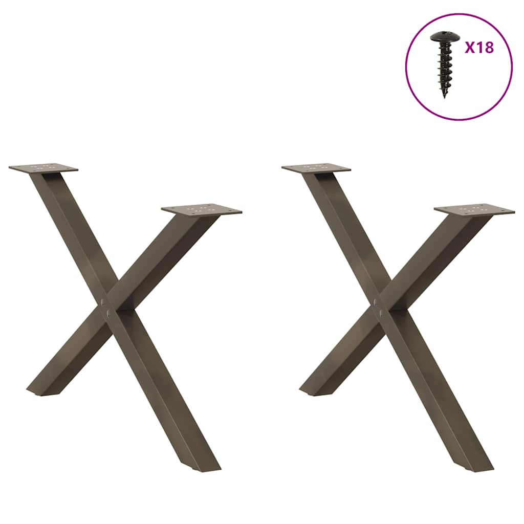 Gambe Tavolino Caffè a X 2 pz Naturale 70x(42-43) cm Acciaio - homemem39