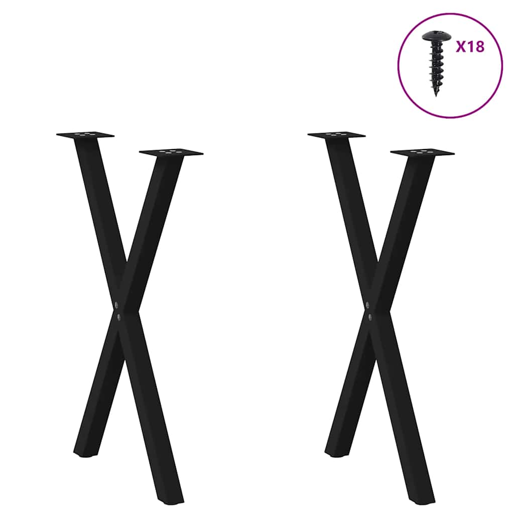 Gambe per tavolo da pranzo a forma di X 2 pz nere 50x(72-73) cm