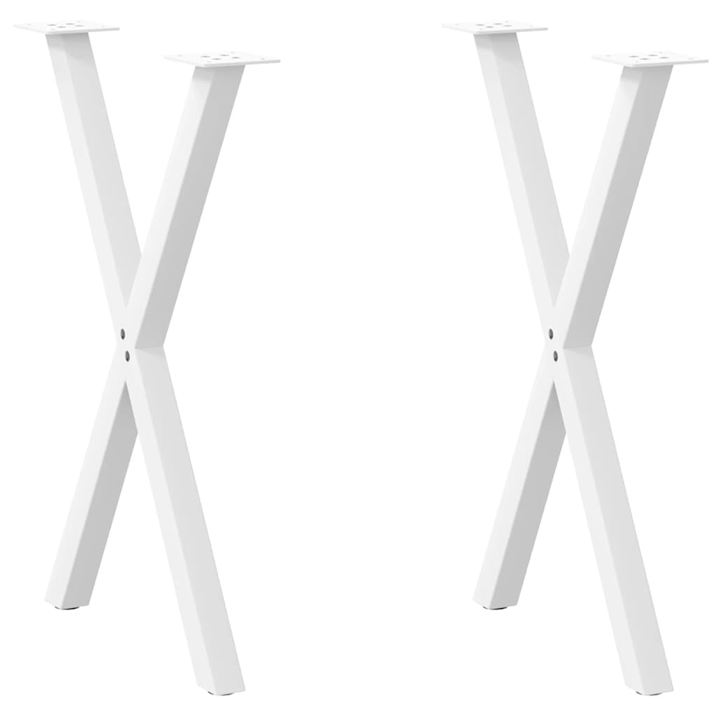 Gambe per tavolo da pranzo forma X 2 pz bianche 50x(72-73) cm
