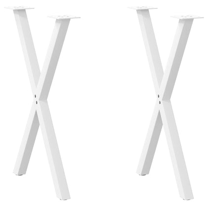Gambe per tavolo da pranzo forma X 2 pz bianche 50x(72-73) cm