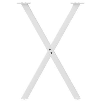 Gambe per tavolo da pranzo a forma di X 2 pz bianche 50x(72-73) cm in acciaio