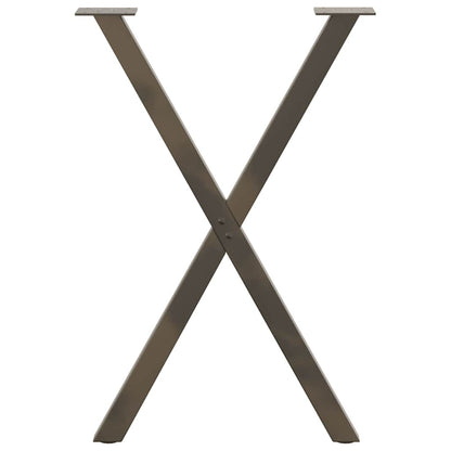 Gambe per tavolo da pranzo a forma di X 2 pz in acciaio naturale 50x(72-73) cm