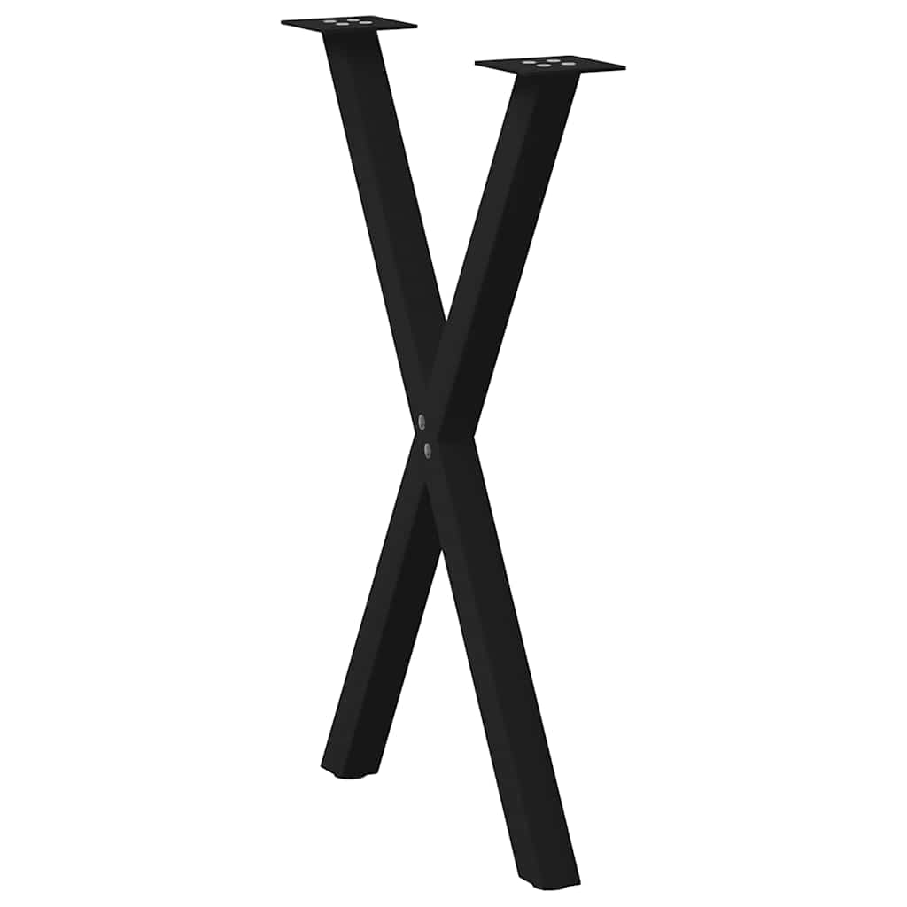 Gambe Tavolo Pranzo a Forma X 2 pz Nero 57x(72-73) cm Acciaio - homemem39