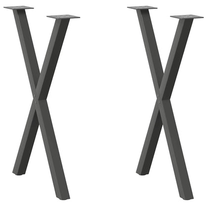 Gambe Tavolo Pranzo a X 2 pz Antracite 57x(72-73) cm Acciaio - homemem39