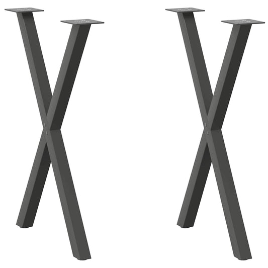 Gambe Tavolo Pranzo a X 2 pz Antracite 57x(72-73) cm Acciaio - homemem39