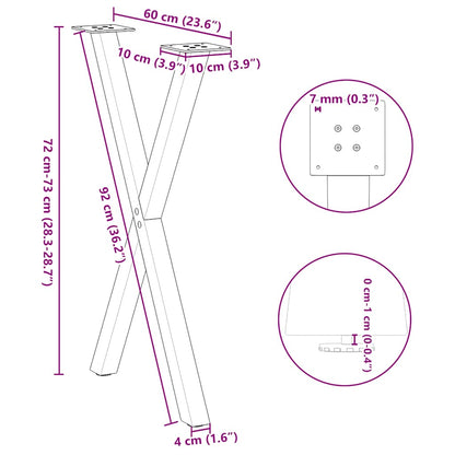 Gambe Tavolo Pranzo a X 2 pz Antracite 57x(72-73) cm Acciaio - homemem39