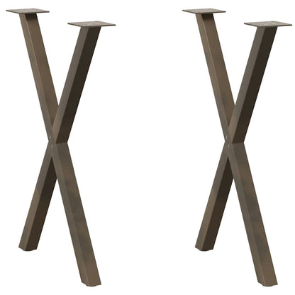 Gambe Tavolo Pranzo a X 2 pz Naturale 57x(72-73) cm Acciaio - homemem39