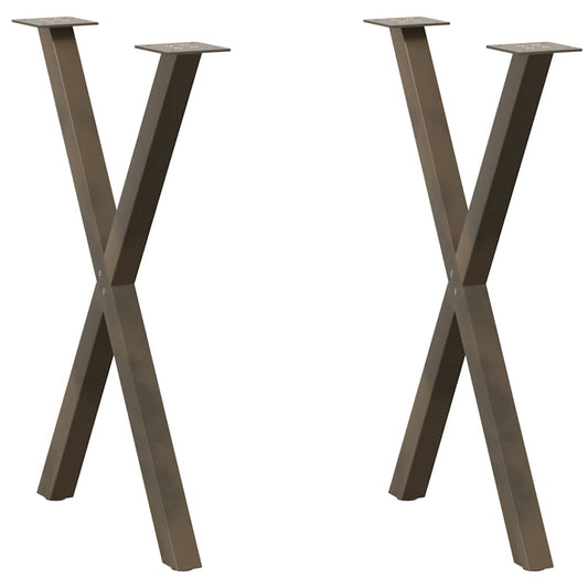 Gambe Tavolo Pranzo a X 2 pz Naturale 57x(72-73) cm Acciaio - homemem39