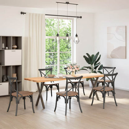 Gambe Tavolo Pranzo a X 2 pz Naturale 57x(72-73) cm Acciaio - homemem39