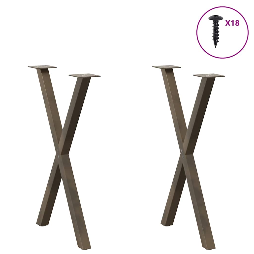 Gambe Tavolo Pranzo a X 2 pz Naturale 57x(72-73) cm Acciaio - homemem39