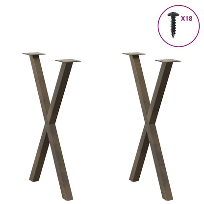 Gambe Tavolo Pranzo a X 2 pz Naturale 57x(72-73) cm Acciaio - homemem39