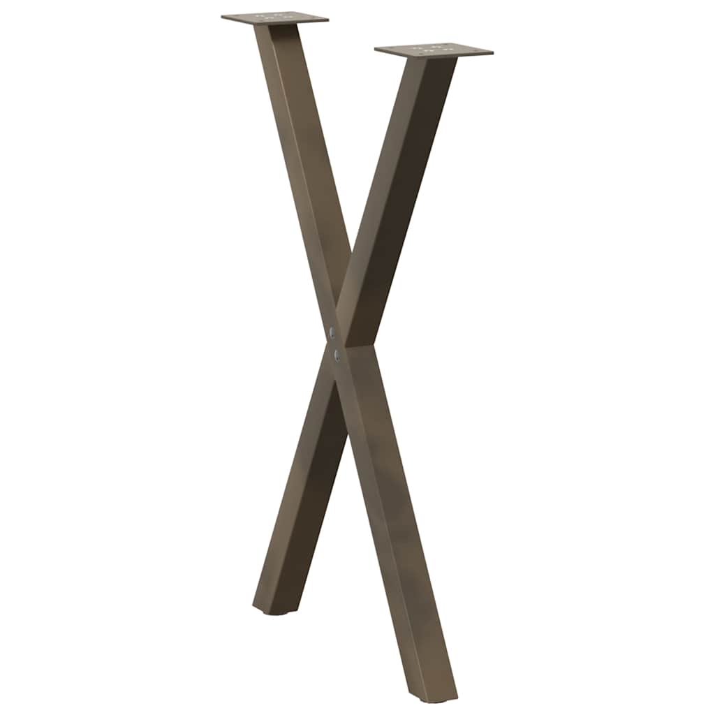 Gambe Tavolo Pranzo a X 2 pz Naturale 57x(72-73) cm Acciaio - homemem39