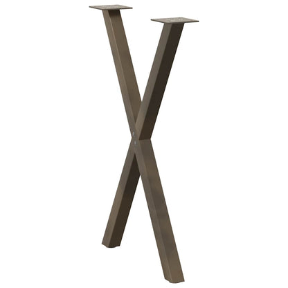 Gambe Tavolo Pranzo a X 2 pz Naturale 57x(72-73) cm Acciaio - homemem39
