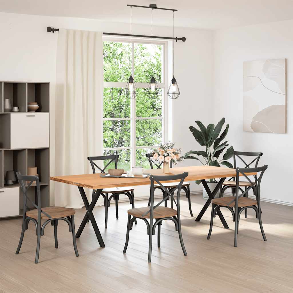 Gambe per tavolo da pranzo a forma di X 2 pz nere 70x(72-73) cm