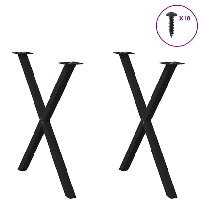 Gambe per tavolo da pranzo a forma di X 2 pz nere 70x(72-73) cm