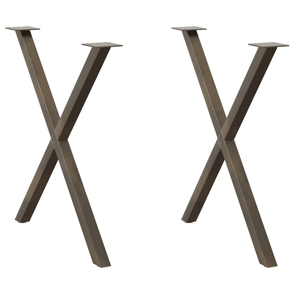Gambe Tavolo Pranzo a X 2 pz Naturale 70x(72-73) cm Acciaio - homemem39