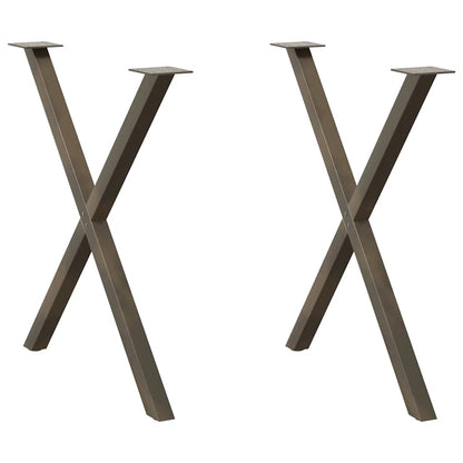 Gambe Tavolo Pranzo a X 2 pz Naturale 70x(72-73) cm Acciaio - homemem39