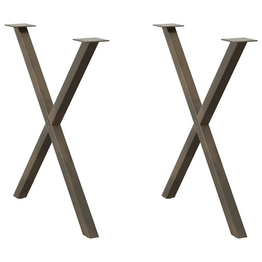 Gambe Tavolo Pranzo a X 2 pz Naturale 70x(72-73) cm Acciaio - homemem39