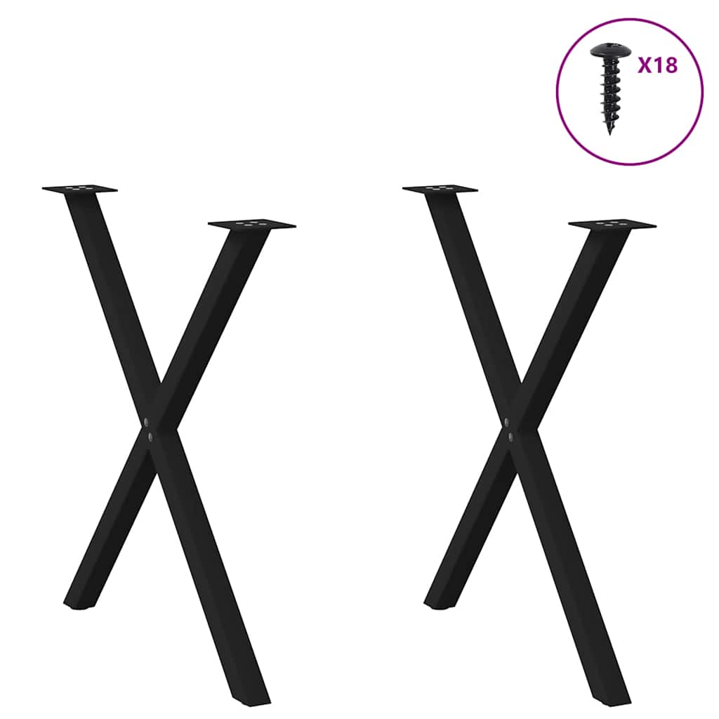 Gambe per tavolo da pranzo a forma di X 2 pz nere 80x(72-73) cm