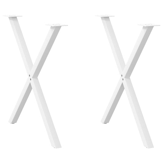 Gambe Tavolo Pranzo a Forma X 2 pz Bianco 80x(72-73) cm Acciaio - homemem39