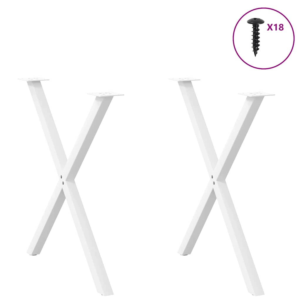 Gambe per tavolo da pranzo forma X 2 pz bianche 80x(72-73) cm