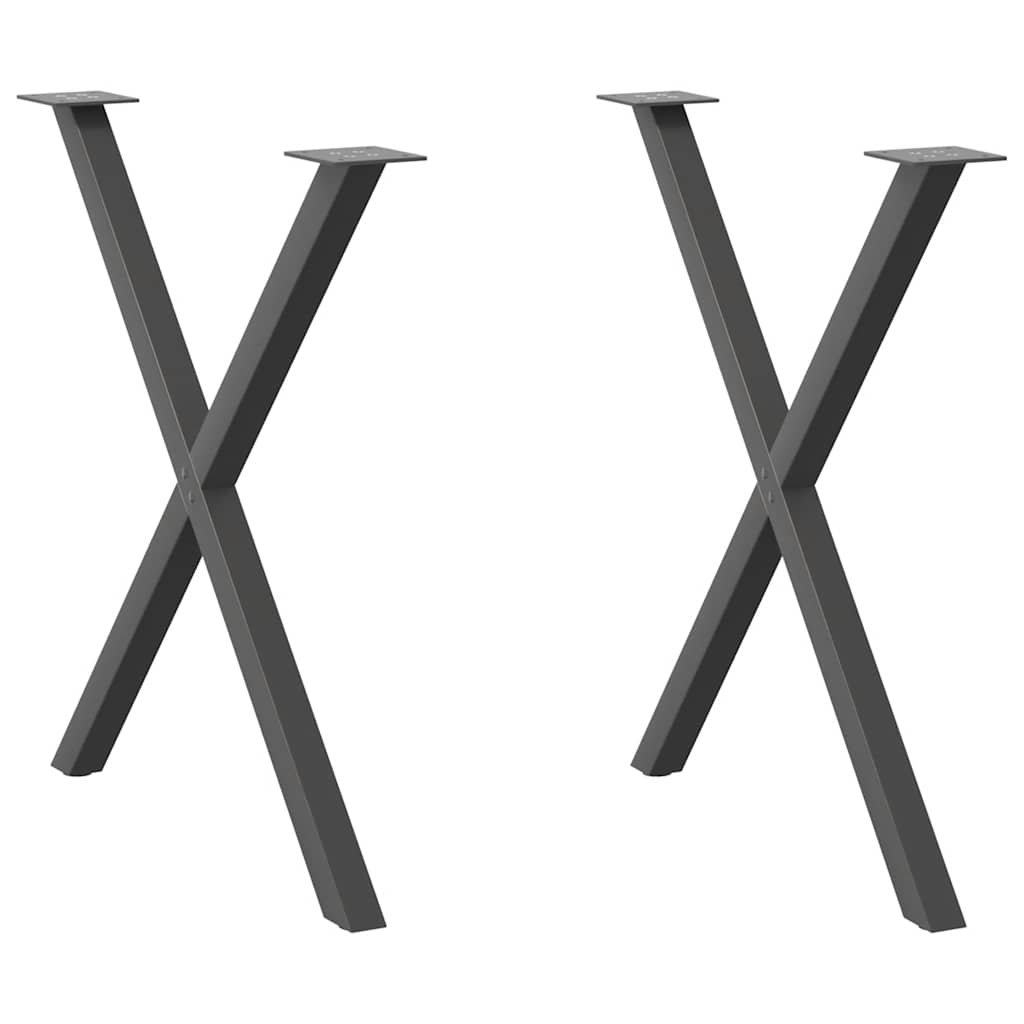 Gambe Tavolo Pranzo a X 2 pz Antracite 80x(72-73) cm Acciaio - homemem39